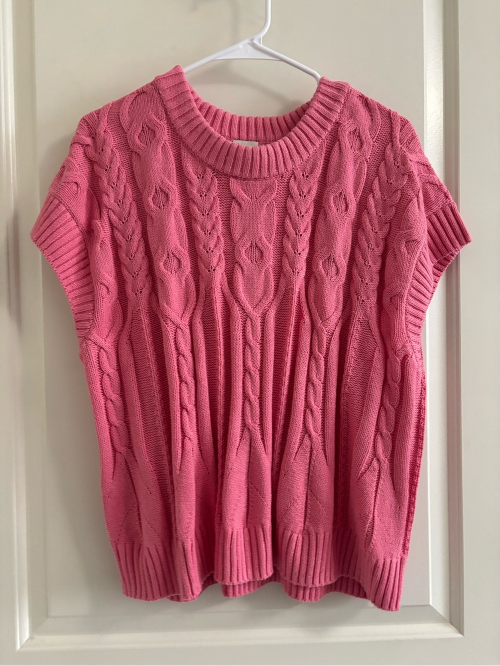 a new day Pink Cable Knit Short Sleeve Crew Sweater